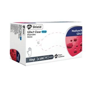 Shield Powdered Vinyl Gloves Medium Clear (100 Pack) GD47