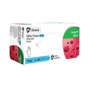 Shield Powdered Vinyl Gloves Large Clear (100 Pack) GD47
