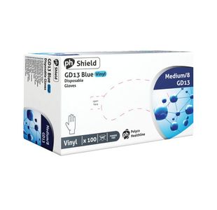 Shield Powder-Free Vinyl Gloves Medium Blue (100 Pack) GD13