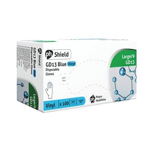 Shield Powder-Free Vinyl Gloves Large Blue (Pack of 100) GD13-L
