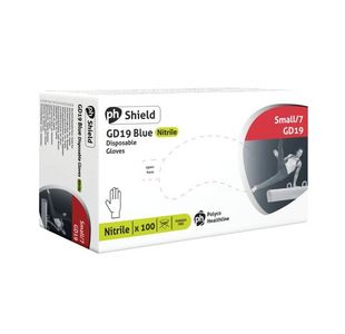 Shield Powder-Free Nitrile Gloves Small Blue (100 Pack) GD19