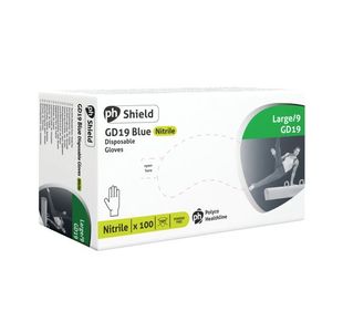 Shield Powder-Free Nitrile Gloves Large Blue (100 Pack) GD19