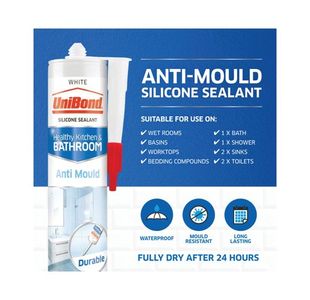 UniBond Healthy Kitchen and Bathroom Sealant Tube Anti Mould White 274g 2707173