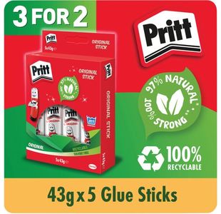 Pritt Stick Glue Stick 43g (Pack of 5) 3 For 2