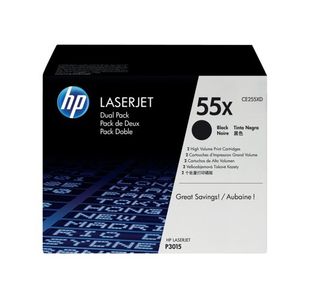 HP 55X Original LaserJet Toner Cartridge High Yield Black 2-pack CE255XD