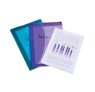 Rapesco Eco Recycled Popper Wallet A4+ Assorted Bright Transparent (Pack of 20) 1494