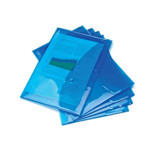 Rapesco Eco Recycled Popper Wallet A4+ Bright Transparent Blue (Pack of 5) 0687