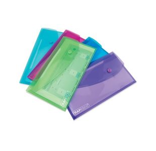 Rapesco Eco Recycled Popper Wallet DL Assorted Bright Transparent (Pack of 5) 0690