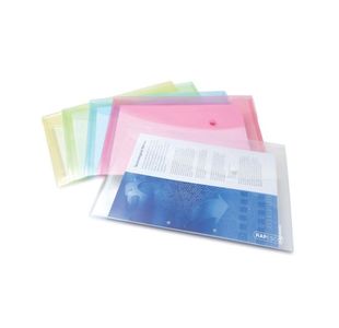 Rapesco Eco Recycled Popper Wallet A4+ Assorted Pastel Transparent (Pack of 5) 0696