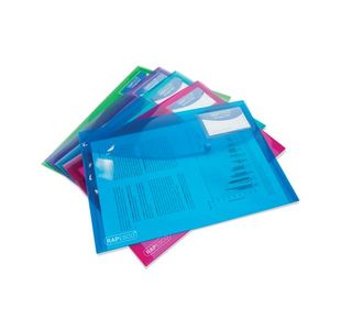 Rapesco Eco Recycled ID Popper Wallet Assorted Bright A4 Transparent (Pack of 5) 0700