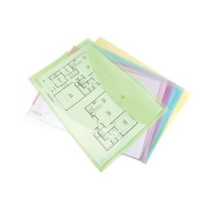 Rapesco Eco Recycled Popper Wallet A3 Assorted Pastel Transparent (Pack of 5) 0697
