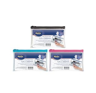 Helix 8x5 Inches PVC Pencil Case Clear (Pack of 12) X27069