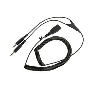 Jabra Quick Disconnect (QD) PC Cord to Dual 3.5mm Jack Coiled Cord 8734-599