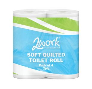 2Work Luxury Quilted Toilet Roll 2-Ply 200 Sheets (Pack of 40) JAN03090