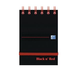 Black n' Red Wirebound Ruled Elasticated Notepad 140 Pages A7 (Pack of 5) 400050435