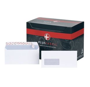 Plus Fabric DL Envelopes Window Wallet Peel and Seal 120gsm White (Pack of 500) B22170