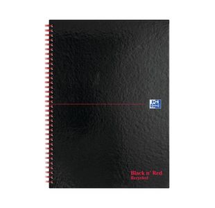 Black n' Red Wirebound Recycled Ruled Hardback Notebook A4 (Pack of 5) 100080189