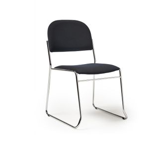 Jive stacking chair with chrome frame in black fabric