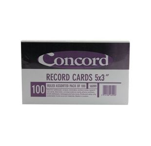 Concord Record Card 127x76mm Assorted (Pack of 100) 16099