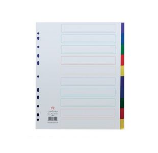 Concord 10-Part Extra Wide Index Polypropylene Multicoloured A4 66199