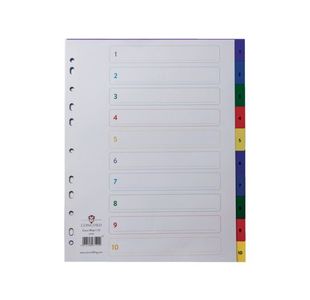Concord Index 1-10 A4 Extra Wide Polypropylene Multicoloured 67199