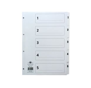 Concord Classic Index 1-5 A4 White Board With Clear Mylar Tabs 00501/CS5