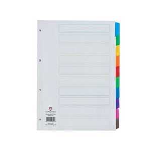 Concord Reinforced Divider 10-Part A4 Multicoloured Tabs 00801/CS8