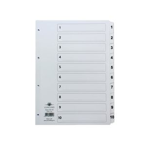Concord Classic Index 1-10 A4 White Board Clear Mylar Tabs 00901/CS9