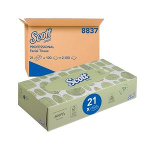 Scott Facial Tissues Box 100 Sheets (Pack of 21) 8837