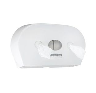Aquarius Mini Twin Centrefeed Toilet Tissue Dispenser White 7186