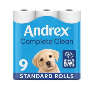 Andrex Complete Clean Toilet Roll 2-Ply 190 Sheets Per Roll (Pack of 9) 04970108