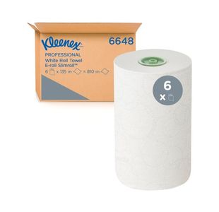 Kleenex Slimroll 1-Ply Hand Towels Rolled E-Roll White (Pack of 6) 6648