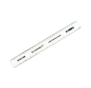 Q-Connect Shatter Resistant Ruler 30cm Clear (Pack of 10) KF01108Q