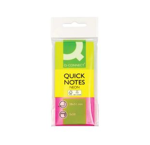 Q-Connect Quick Notes 38 x 51mm Neon (3 Pack) KF01224