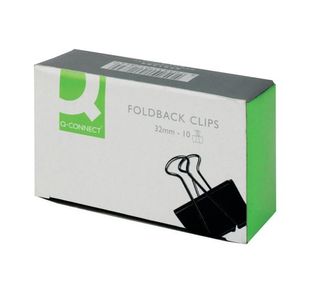 Q-Connect Foldback Clip 32mm Black (Pack of 10) KF01284
