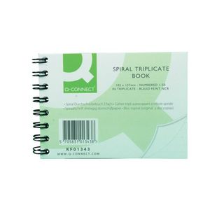 Q-Connect Feint Ruled Wirebound Triplicate Book 102x127mm KF01343