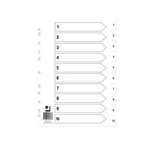 Q-Connect Index 1-10 Polypropylene White (Pack of 25) KF01353Q