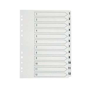 Q-Connect 1-12 Index Multi-punched Polypropylene White A4 KF01354