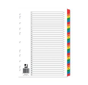Q-Connect 1-31 Index Multi-punched Reinforced Board Multi-Colour Numbered Tabs A4 White KF01522