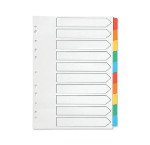 Q-Connect 10-Part Index Multi-punched Reinforced Board Multi-Colour Blank Tabs A4 White KF01526