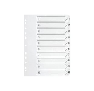 Q-Connect 1-10 Index Multi-Punched Reinforced Board Clear Tab A4 White KF01528