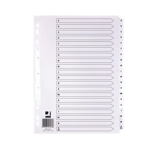Q-Connect 20-Part A-Z Index Multi-Punched Reinforced Board Clear Tab A4 WhiteKF01532