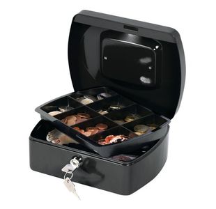 Q-Connect Cash Box 8 Inch Black KF02602