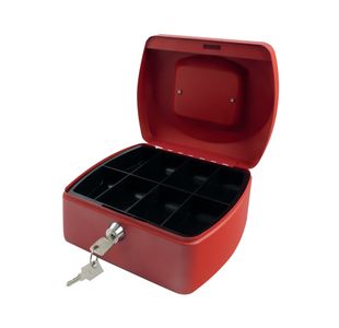 Q-Connect Cash Box 8 Inch Red KF04249