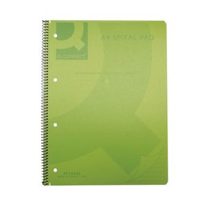 Q-Connect Spiral Bound Polypropylene Notebook 160 Pages A4 Green (5 Pack) KF10036