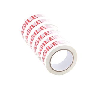 Q-Connect Printed Fragile Tape Self Adhesive BOPP 48mmx66m (Pack of 6)