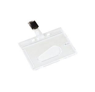 Q-Connect Rigid Credit Card Sized Name Badge Holder and Clip (Pack of 10) KF14148
