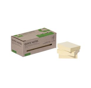 Q-Connect Recycled Notes 38x51mm Yellow (Pack of 12) KF17323