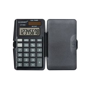 Q-Connect 8 Digit Pocket Calculator with Cover Black KF19062