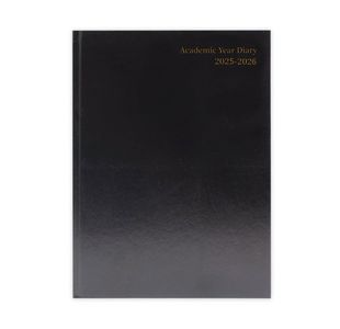 5 Star Academic Diary Day Per Page A4 Black 2025-2026 KF1A4ABK25